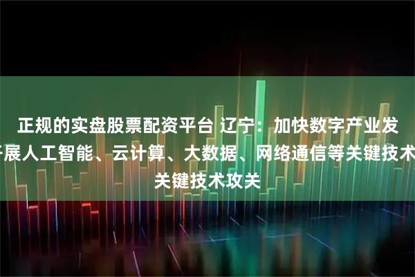 正规的实盘股票配资平台 辽宁：加快数字产业发展 开展人工智能、云计算、大数据、网络通信等关键技术攻关